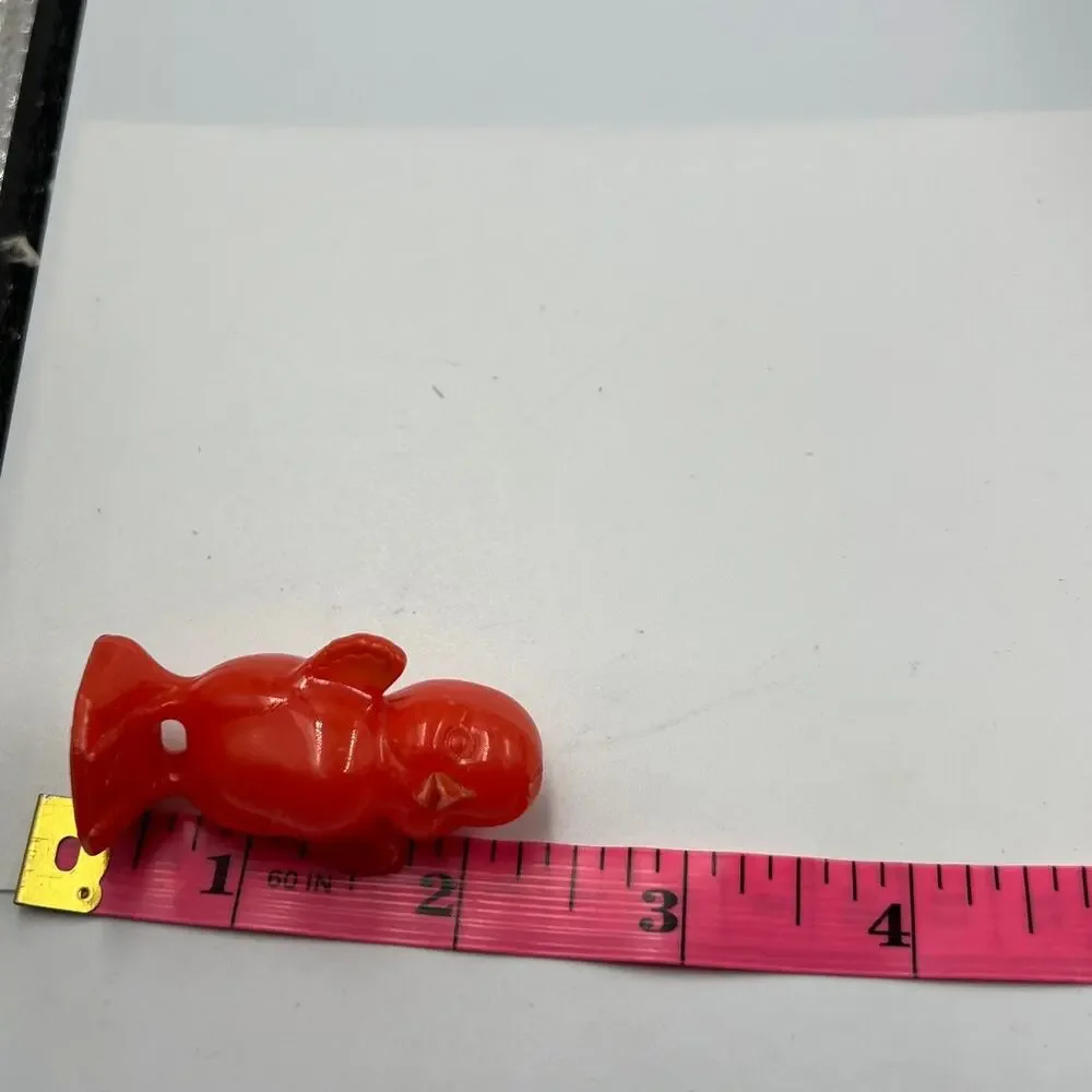 Vintage Knickerbocker Solid Orange Hollow Plastic Mini Easter Chick 2 inch‎